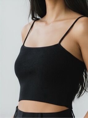 Proenza Schouler Mustard Knit Spaghetti Strap Crop Top NWT MEDIUM